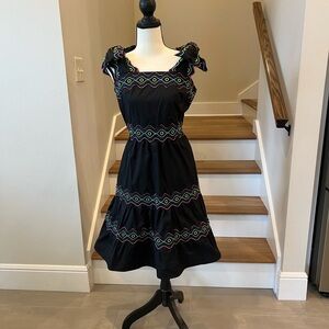 CeliaB Black Dress with Colorful Embroidery